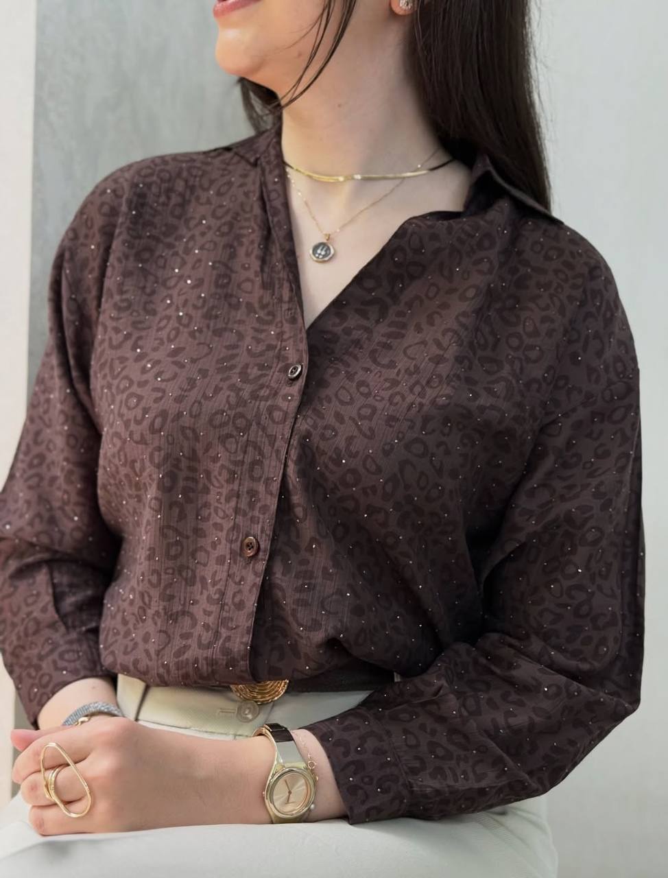 ست شومیز و شلوار پلنگی زنانه مزونی