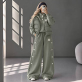 ست سه تیکه شلوار و هودی و پافر زنانه مزونی خاطره